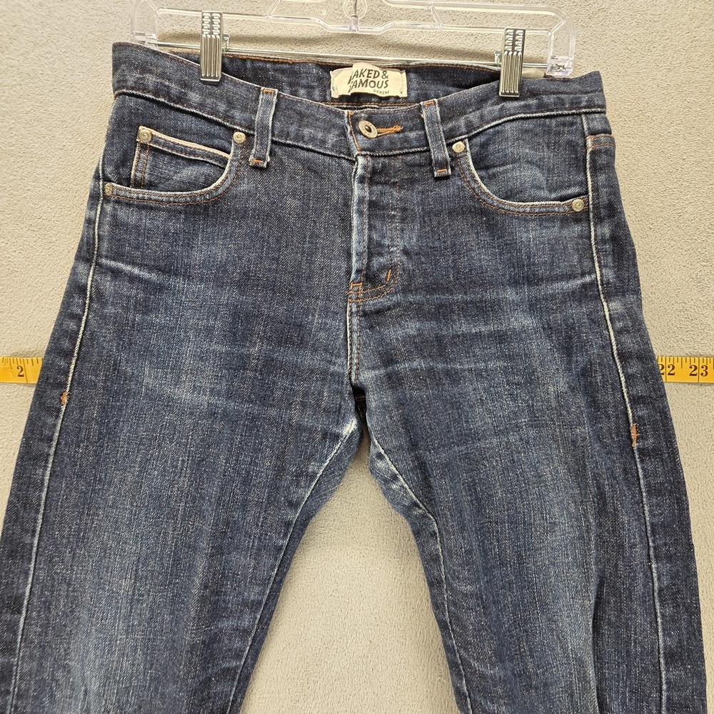 Naked & Famous Jeans Mens 30x30 Blue Selvedge Super Skinny Guy Stretch Whiskers - Picture 13 of 16
